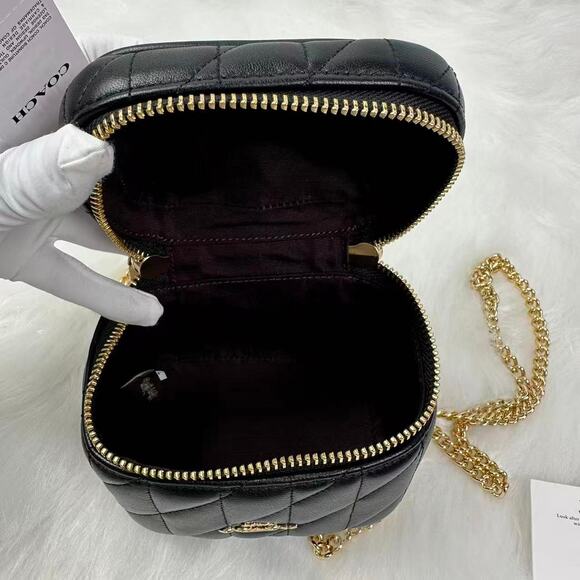 Coach Ava Crossbody Bag With Quilting In Gold/Black Leather CY730 NWT - Picture 9 of 11